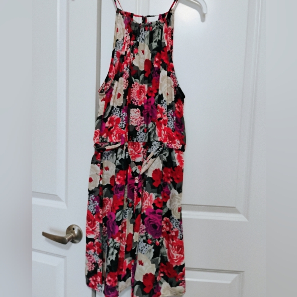 Dynamite Halter Floral Mini Dress in Black, Red, Pink, Cream